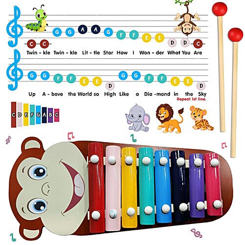 Wembley Wooden Xylophone For Kids Musical Instrument, Monkey Shaped With  Knots, pc