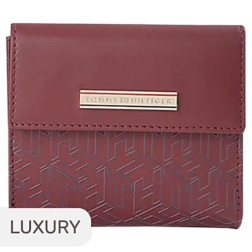 Buy Tommy Hilfiger Burgundy Freyna Leather Zip Around Wallet