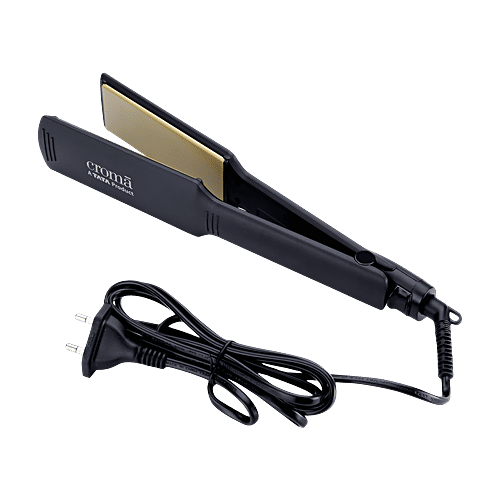 Croma Hair Straightener With PTC Heater (Ceramic Coated Plates, Black),  Unit