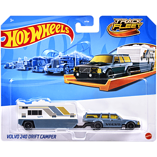 Hot wheels Track Fleet 1:64 Scale Die-Cast Toy Vehicle Combined Cab  Trailer, Set