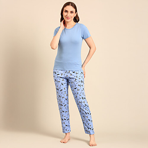 Pepe Jeans Solid T Shirt Printed Pant Sleepset Iris Lilac, pcs