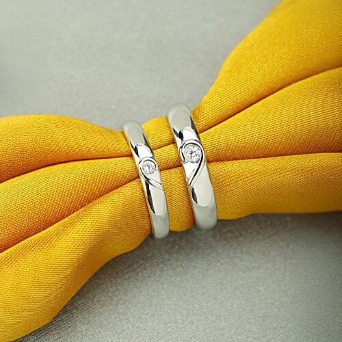 Buy Peora Silver-Plated Solitaire Couple Rings Online at Best