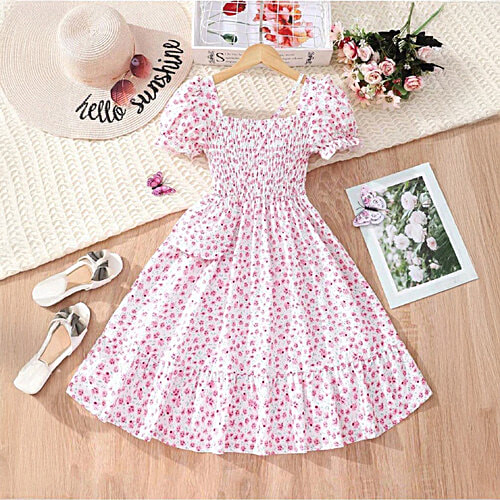 Bolly Lounge Girls Blush Pink Floral Dress, 1 pc