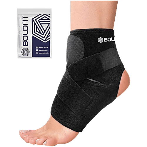 Boldfit Premium Ankle Support Compression Brace For Injuries/Ankle  Protection Guard, Black, Free Size, pc