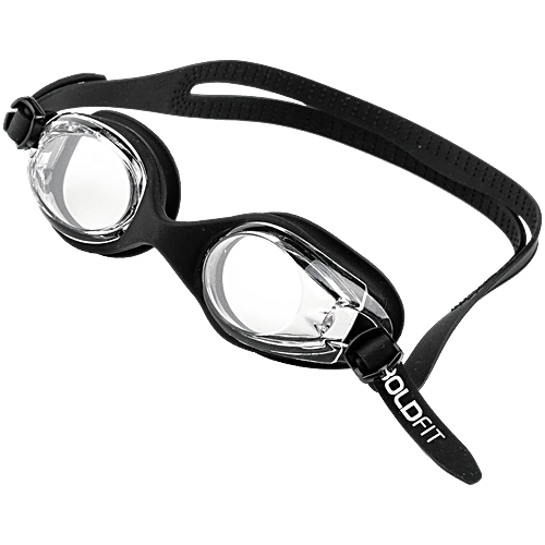 Boldfit Swimming Goggles With Adjustable Strap, Black, pc