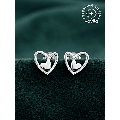 Voylla Hearts In Harmony Sterling Silver Stud Earrings, Pair