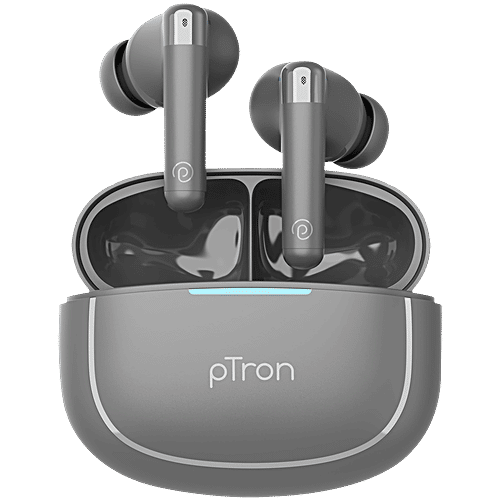 pTron Bassbuds Duo Pro TWS Earbuds, AI-ENC Calls, 38H Playtime, BT 50  ms Movie/Music Modes, Cool Grey, pc - Main Image