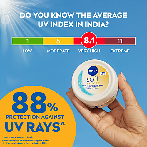 Nivea Soft Sun Protection Factor 15 Daily Uv Light Moisturising Cream 50Ml