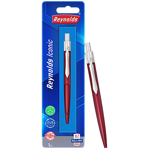 Reynolds Premium Iconic Metal Maroon Colour mm Ball Pen Blue Ink, pc