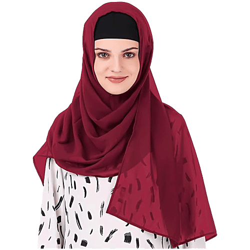 Pearlfiesta Islamic Bubble Chiffon Hijab/Scarf For Women, Maroon, pc