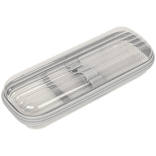 Buy QIPS Transparent Zip Closure Plastic Pencil Box - Grey Online at ...