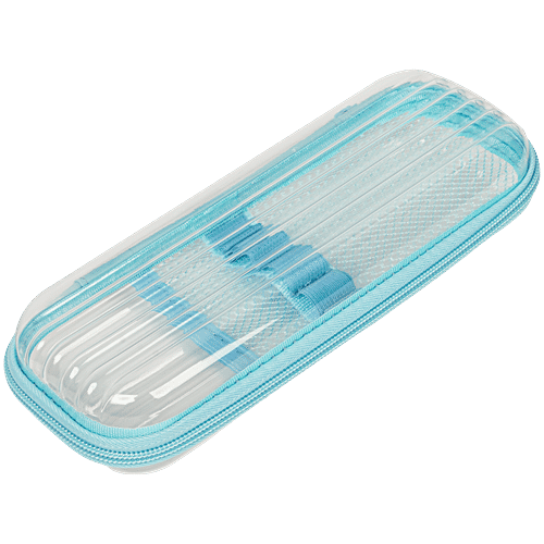 Buy QIPS Transparent Zip Closure Plastic Pencil Box - Blue Online at ...