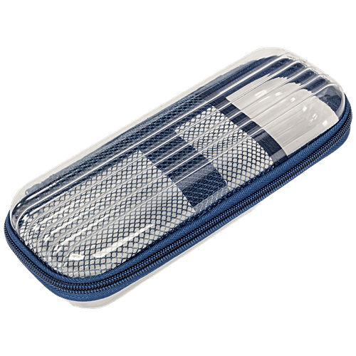 Buy QIPS Transparent Zip Closure Plastic Pencil Box - Navy Blue Online ...