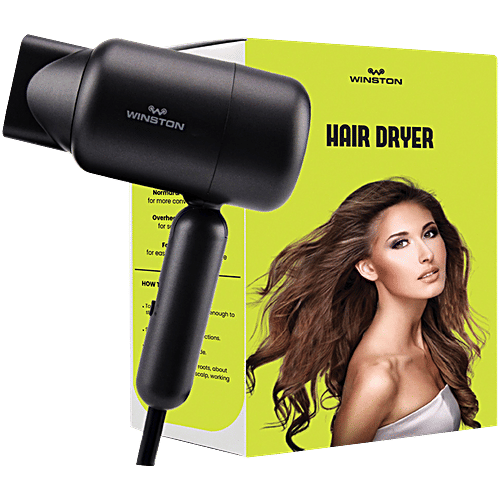 Winston Ionic Foldable Hair Dryer For Men Women Black, 1400 W, pc