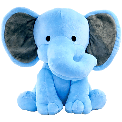 Babique Blue Sitting Elephant Plush Soft Toy, pc