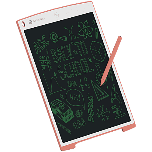 Portronics Ruffpad 12 LCD Writing Pad 12 Inches Screen, Stylus Pen, Erase  Button, Pink, pc