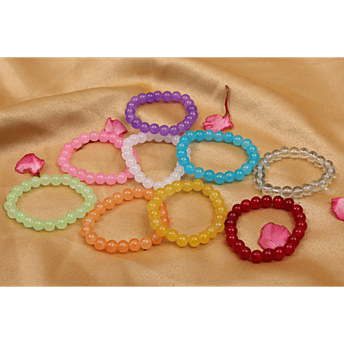 Pearlfiesta Glass Beads Bracelets Combo Perfect For Birthday Return Gifts  For Girls, Multicolour, pcs