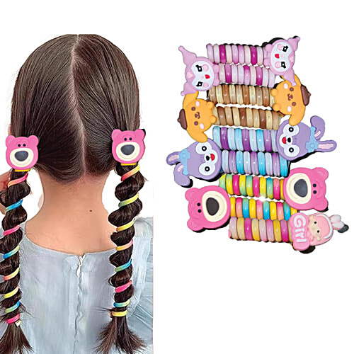 Pearlfiesta Rubber Band for Hair pcs Spiral Hair Tie, Hair Accessories  for Kids, Cute Cartoon Design band Spring Rubber Bands for Braids Ponytail 