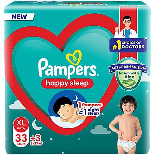 Pampers Happy Sleep Pant Style Baby Diapers - XL, 12-17 Kg, 33 pcs