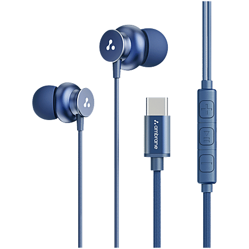 Ambrane Stringz 38C Blue m Wired Type-C In-Ear Earphones With In-Line  Mic, Unit