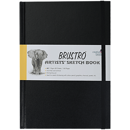 Buy Brustro Artists Stitched Bound Sketch Book - A5 Size, 160 Pages ...