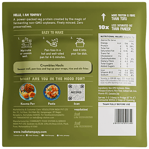 Hello Tempayy 15g Protein Natural Tempeh Crumbles