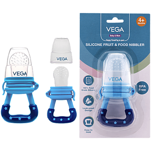 Vega Baby Mom Silicon Fruit Food Nibbler Blue, 4+ Months, pc