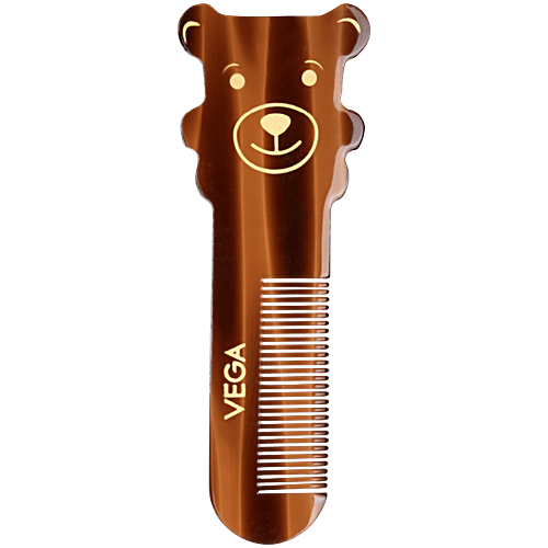 Vega Baby Mom Handmade Hair Comb With Cute Bear Shape Brown, pc