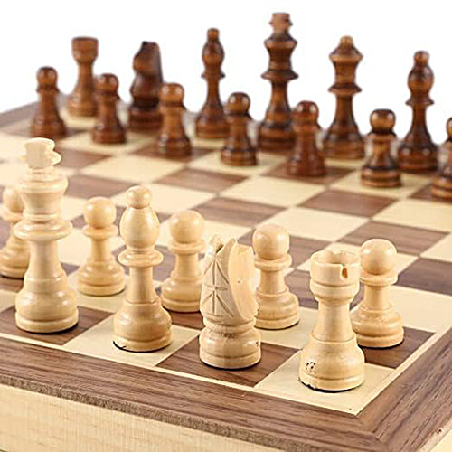 Ches Buy Zike Wooden Folding Chess Set - 30.48 x 30.48 cm, 32 Wooden