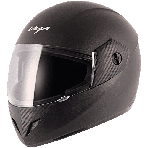 Vega Auto Cliff ISI Certified Lightweight Full-Face Helmet With Gloss  Finish Clear Visor, Unisex Black, pc