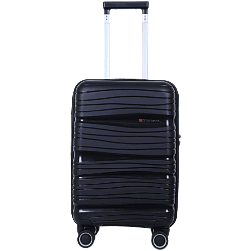 T-Travel PP Swirl Textured Hard Top Luggage Trolley Bag, Black, 41 L