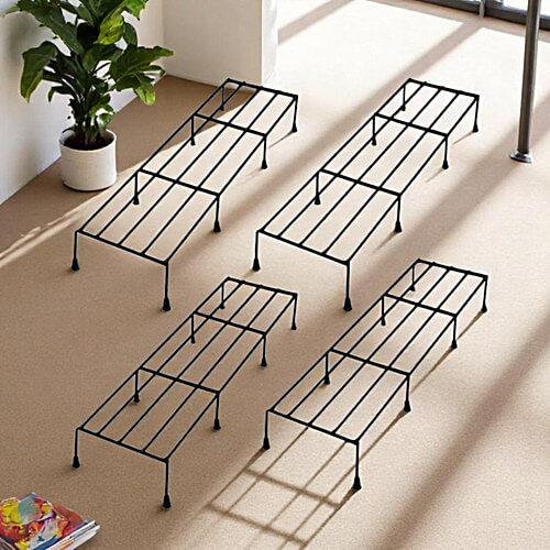 Buy Zamia Rectangular Metal Floor Plant Stand For Home & Garden - Black ...