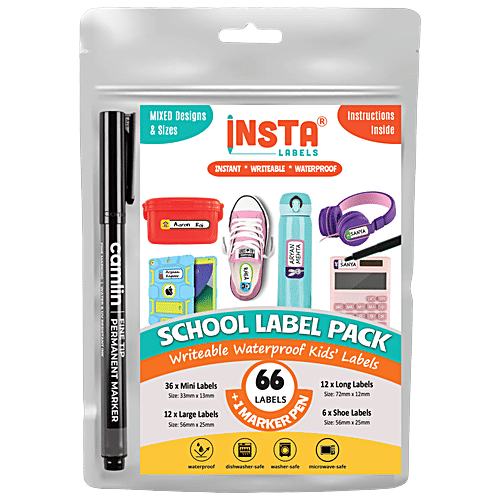 Buy Insta Labels Writeable Waterproof Kids School Label Pack With ...