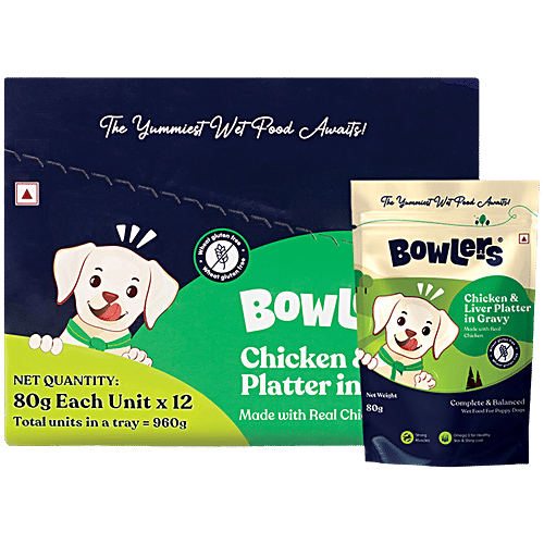 Buy Bowlers Chicken & Liver Platter In Gravy Wet Dog Food For Puppy ...