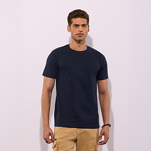 Buy Hoversoul 100% Cotton Solid Round Neck Regular Fit T-Shirt