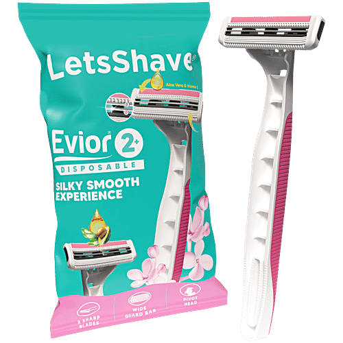 Buy LetsShave Evior 2+ Twin Blades Disposable Razor For Women Online at ...