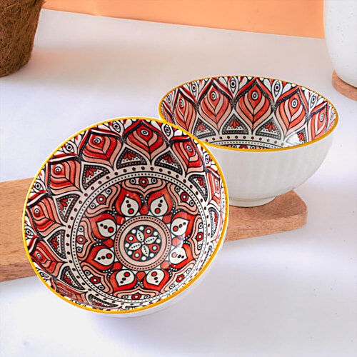 Buy Femora Mandala Print Porcelain Bowl - Multicolour Online at Best ...