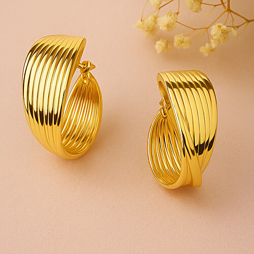 Buy Jewelz Textured Twist Gold Hoop Earrings Online at Best Price