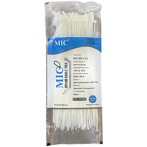 Buy Mic Self Locking Nylon Cable Ties - 200 x 2.5 mm Online at