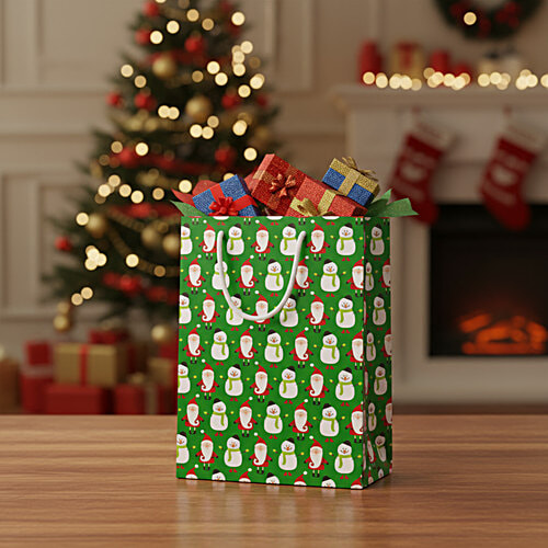 Buy Little Birdie Santa & Snowman Themed Gift Bag - 33 x 25.5 cm