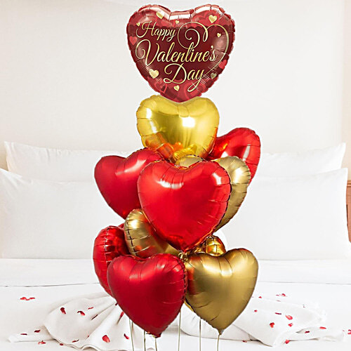 Buy Party Propz Red & Gold Foil Heart Balloons Decoration Kit, Set of ...