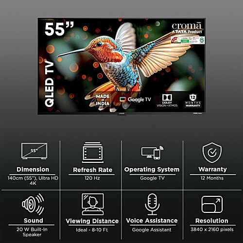 Buy Croma Croma 140 cm (55 inch) Ultra HD QLED Google TV 5.0 with