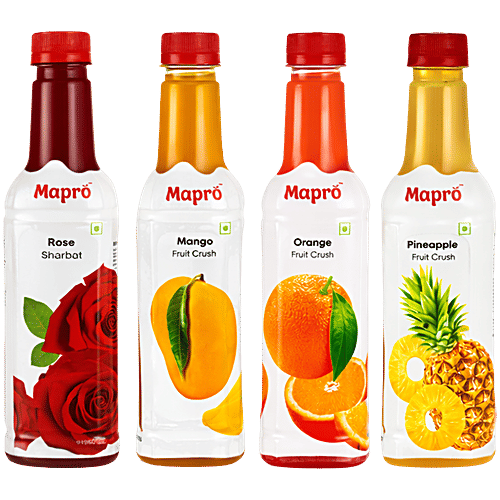 Buy Mapro Rose Sharbat, Orange, Mango & Pineapple Fruit Crush Online at ...