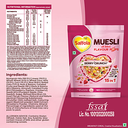 Saffola Berry Crunch Muesli With Flavour Pops 450 Gm