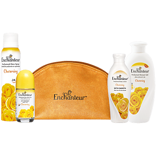 Enchanteur Charming Gift Bag Deo Spray, Roll On, Body Lotion, Shower Gel,  pcs