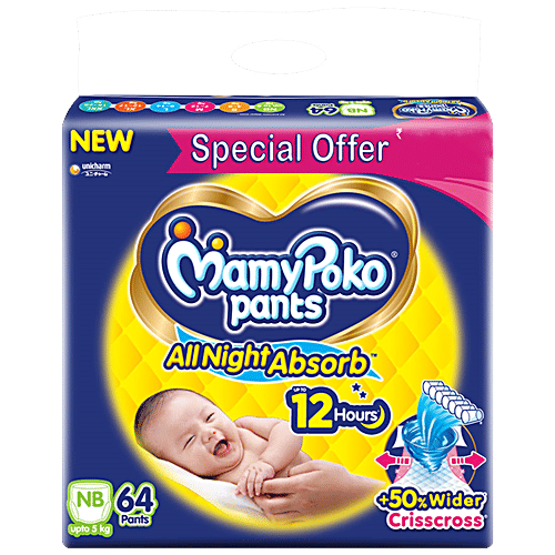 Mamypoko Pants All Night Absorb New Born, 64 pcs