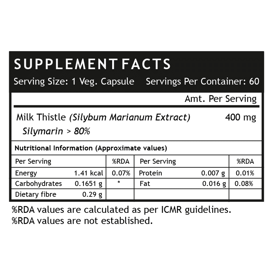 thumbnail image 2 of Herbadiet Milk Thistle Extract Powder – 80% Silymarin, 400mg, Liver Detox Support 2 of 5