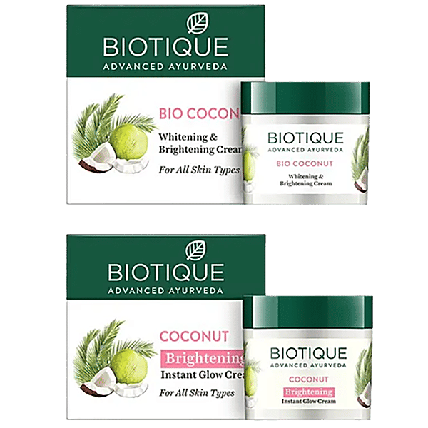 biotique ココナッツ　ブライトニング インスタントグロークリーム 50g Buy COCONUT Brightening Instant Glow Cream Online at Best