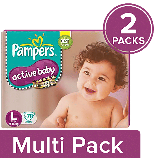 Buy Pampers Active Baby Tape Style Diapers Cotton-Like Softness