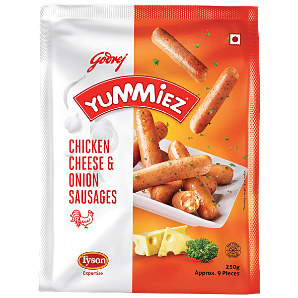 Buy Yummiez Chicken Sausages - Cheese & Onion 250 gm Pouch Online
